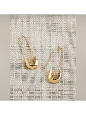 Gold Safety Pin Earrings Minimalist Drop Earrings